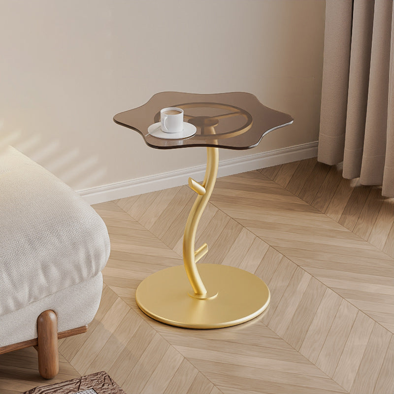 SKU-09-9ded76cb-8529-4228-bcb8-b6ff212d8887.jpg Contemporary Creative Clouds Rock Slab Tempered Glass End Table 1-Tier For Bedroom - Image 8