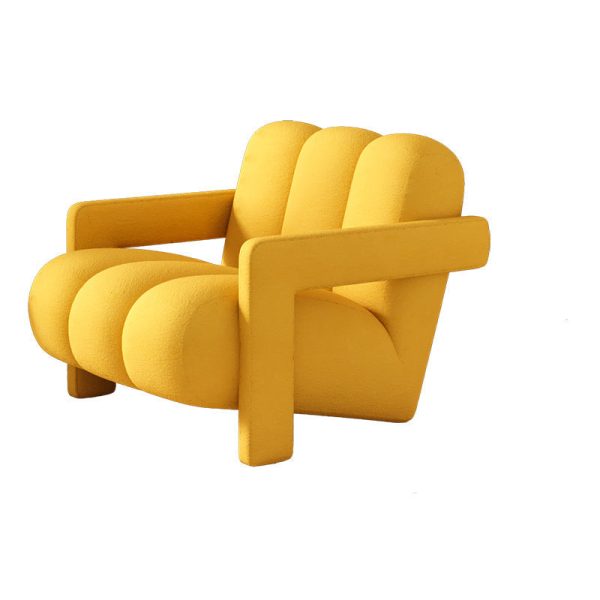 Contemporary Scandinavian Velvet Lambswool Wood Sponge Single Sofa Backrest Armrest For Living Room - Image 32