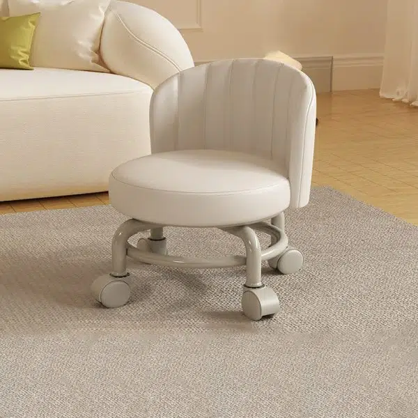 Modern Minimalist Removable Round Curved Corner Leather Iron Chair Backrest Armless For Living Room - Image 15