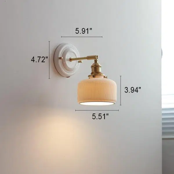 Vintage Japanese Ceramic Brass 1-Light Wall Sconce Lamp - Image 26