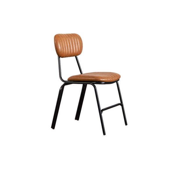 Contemporary Industrial Leather Iron Square Elliptical Stripe Dining Chair Backrest Footrest For Dining Room - Image 35