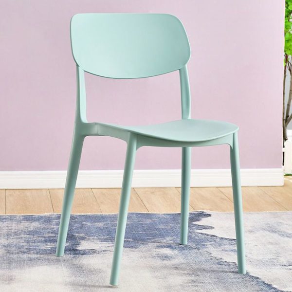 Contemporary Nordic Macaron Plastic Square Stackable Dining Chair Open Back For Dining Room - Image 14
