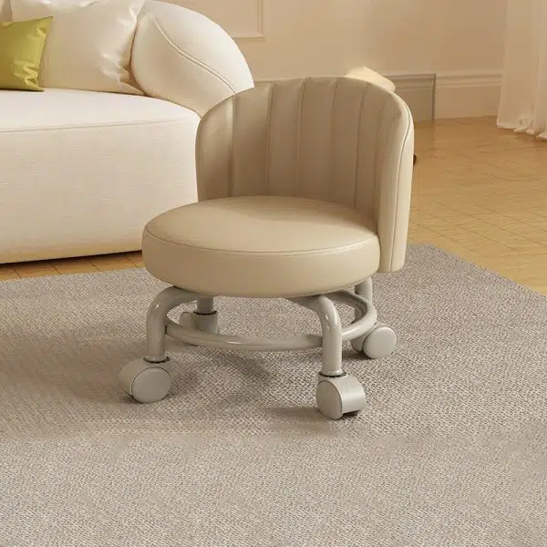 Modern Minimalist Removable Round Curved Corner Leather Iron Chair Backrest Armless For Living Room - Image 17