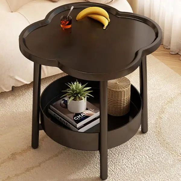 Contemporary Creative Floral Clover Iron End Table Storage Basket For Living Room - Image 2