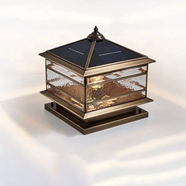 European Outdoor Brass Glass Square 1/2 Light Waterproof Pillar Landscape Light - Image 7