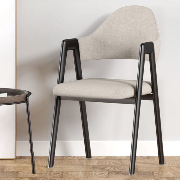 Contemporary Luxury Square Leather Upholstered Dining Chair Backrest Armrest For Dining Room - Image 15