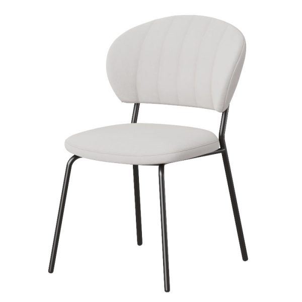 Contemporary Nordic Round Cotton Linen Upholstered Dining Chair Backrest For Dining Room - Image 15