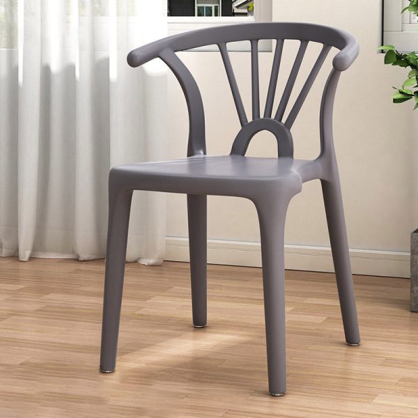 Contemporary Scandinavian Arc Plastic Stackable Dining Chair Backrest For Dining Room - Image 16