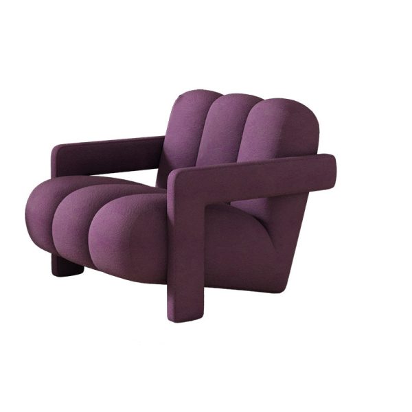 Contemporary Scandinavian Velvet Lambswool Wood Sponge Single Sofa Backrest Armrest For Living Room - Image 33