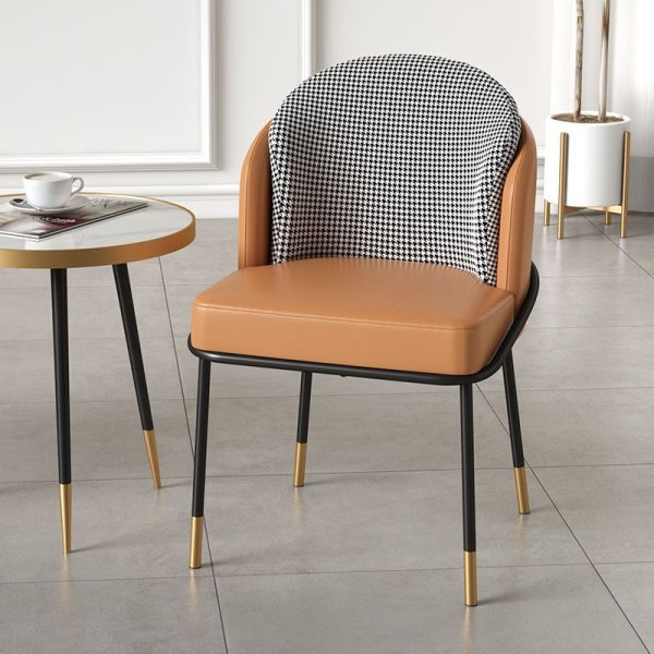 Contemporary Nordic Leather Fabric Iron Sponge Square Wraparound Dining Chair Backrest For Living Room - Image 27