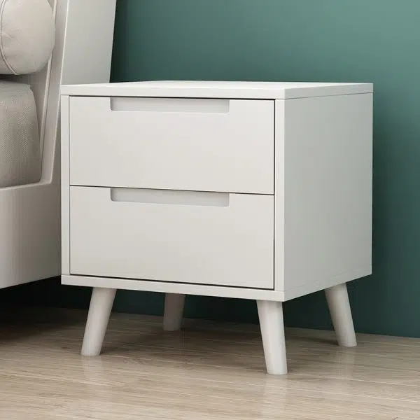 Contemporary Nordic Rectangular Solid Wood Nightstand 1/2 Drawer For Bedroom - Image 22