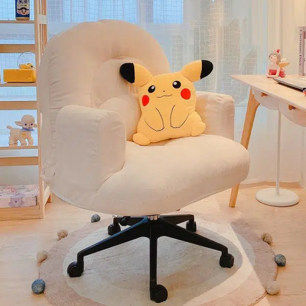 Contemporary Scandinavian Curved Square Cotton Linen Nylon Desk Chair Backrest Arm For Home Office - Image 6