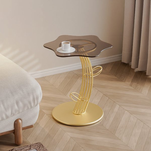 Contemporary Creative Clouds Rock Slab Tempered Glass End Table 1-Tier For Bedroom - Image 11