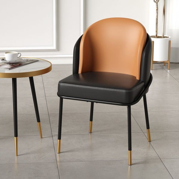 Contemporary Nordic Leather Fabric Iron Sponge Square Wraparound Dining Chair Backrest For Living Room - Image 28