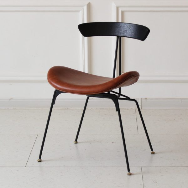 Contemporary Industrial Ant Arch Wood Rebar Leather Fabric Sponge Dining Chair Backrest For Dining Room - Image 25