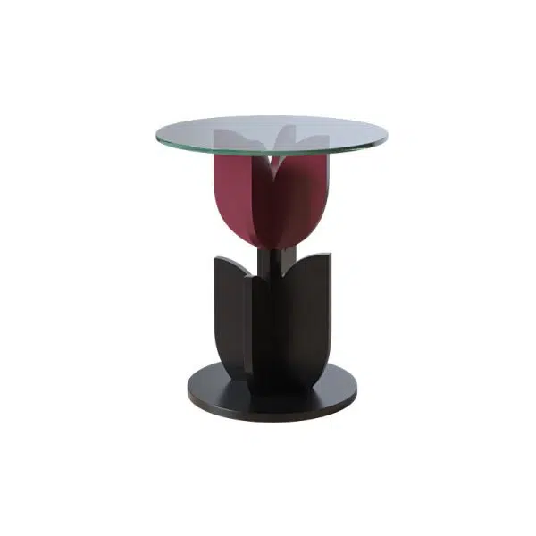 Contemporary Creative Petal Round Tabletop Pine Glass Side Table For Living Room - Image 15