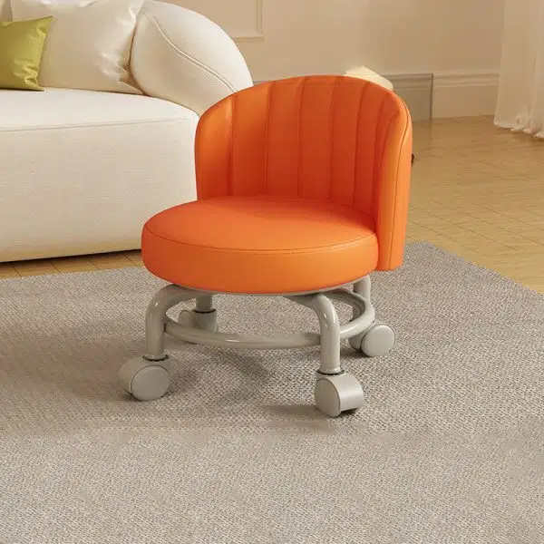 Modern Minimalist Removable Round Curved Corner Leather Iron Chair Backrest Armless For Living Room - Image 16