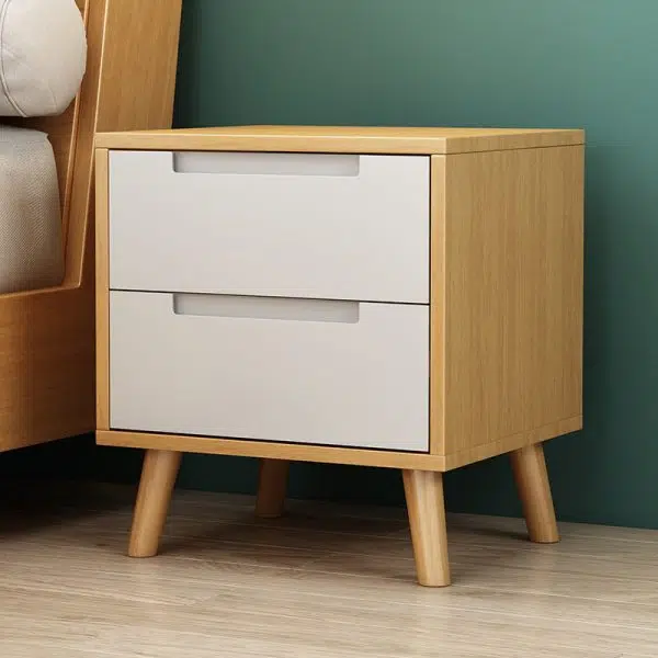 Contemporary Nordic Rectangular Solid Wood Nightstand 1/2 Drawer For Bedroom - Image 23