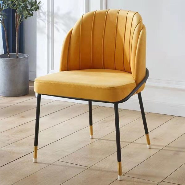 Contemporary Nordic Leather Fabric Iron Sponge Square Wraparound Dining Chair Backrest For Living Room - Image 29