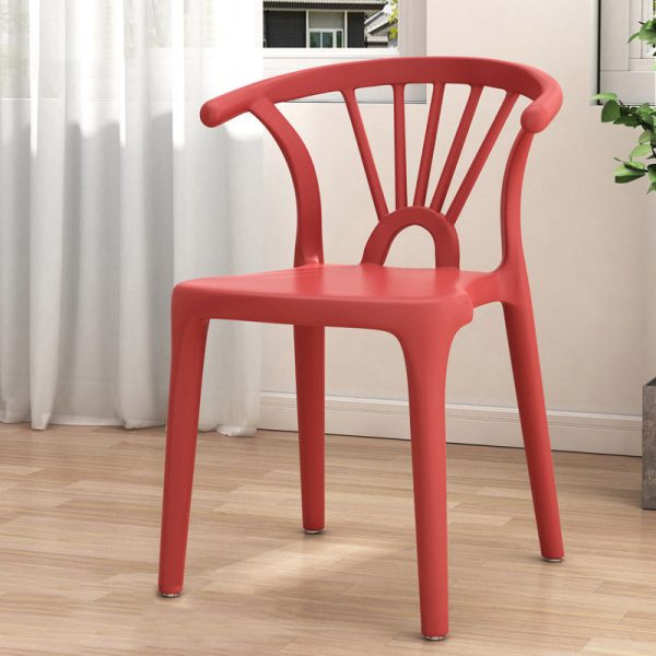 Contemporary Scandinavian Arc Plastic Stackable Dining Chair Backrest For Dining Room - Image 19