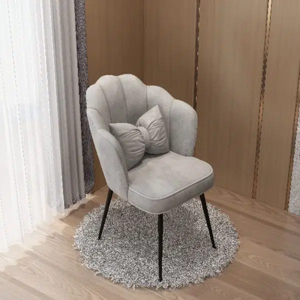 Contemporary Creative Petal Butterfly Knot Square Velvet Metal Vanity Stool Backrest Armless For Bedroom - Image 9