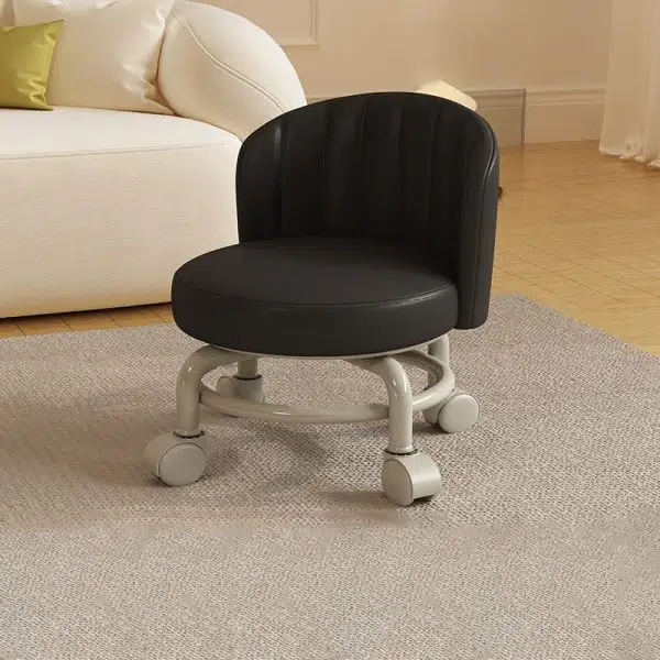 Modern Minimalist Removable Round Curved Corner Leather Iron Chair Backrest Armless For Living Room - Image 20