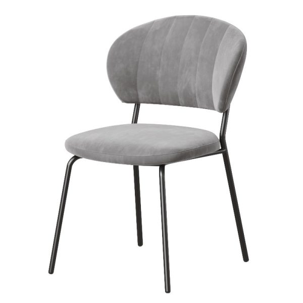 Contemporary Nordic Round Cotton Linen Upholstered Dining Chair Backrest For Dining Room - Image 18