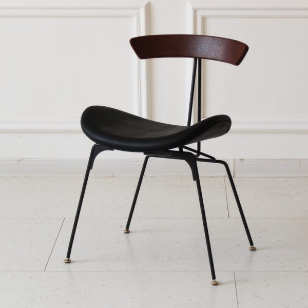 Contemporary Industrial Ant Arch Wood Rebar Leather Fabric Sponge Dining Chair Backrest For Dining Room - Image 27