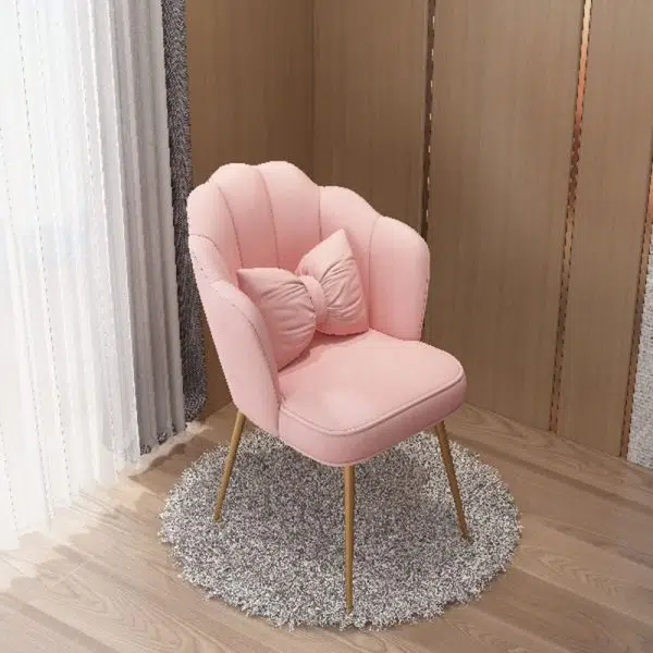 Contemporary Creative Petal Butterfly Knot Square Velvet Metal Vanity Stool Backrest Armless For Bedroom - Image 11