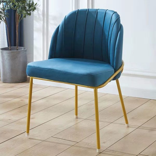 Contemporary Nordic Leather Fabric Iron Sponge Square Wraparound Dining Chair Backrest For Living Room - Image 31