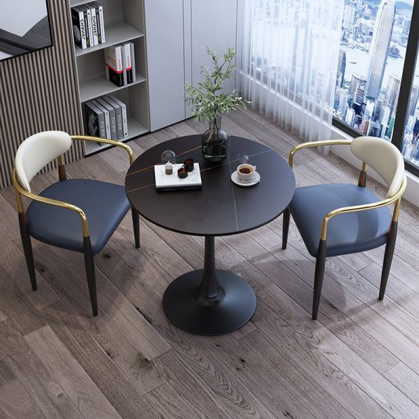 Contemporary Luxury Square Velvet Upholstered Dining Chair Backrest Armrest For Dining Room - Image 7