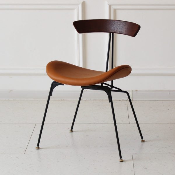 Contemporary Industrial Ant Arch Wood Rebar Leather Fabric Sponge Dining Chair Backrest For Dining Room - Image 28