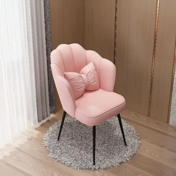 Contemporary Creative Petal Butterfly Knot Square Velvet Metal Vanity Stool Backrest Armless For Bedroom - Image 12