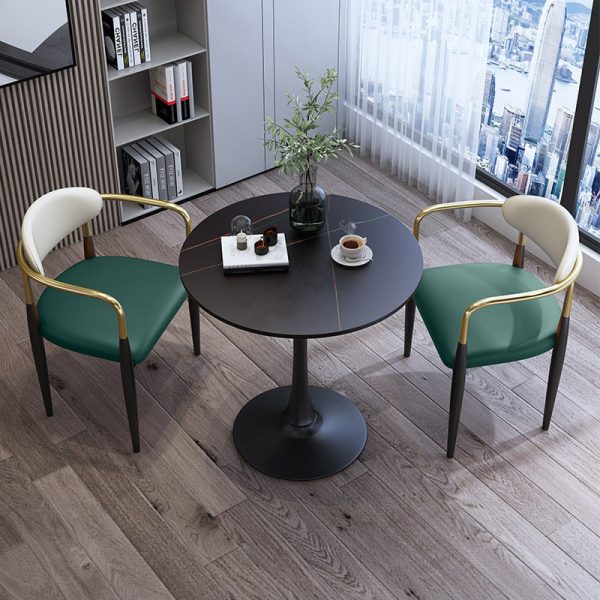 Contemporary Luxury Square Velvet Upholstered Dining Chair Backrest Armrest For Dining Room - Image 8