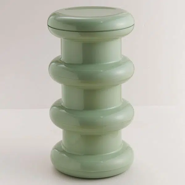 Contemporary Scandinavian Cylinder Frame Plastic Acrylic Vanity Stool 1-Leg For Bedroom - Image 34