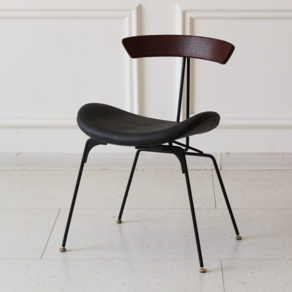 Contemporary Industrial Ant Arch Wood Rebar Leather Fabric Sponge Dining Chair Backrest For Dining Room - Image 29