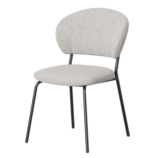 Contemporary Nordic Round Cotton Linen Upholstered Dining Chair Backrest For Dining Room - Image 21