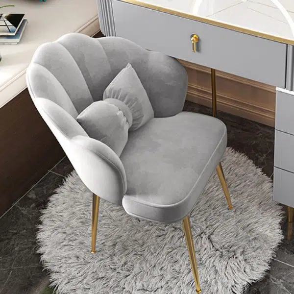 Contemporary Creative Petal Butterfly Knot Square Velvet Metal Vanity Stool Backrest Armless For Bedroom - Image 7