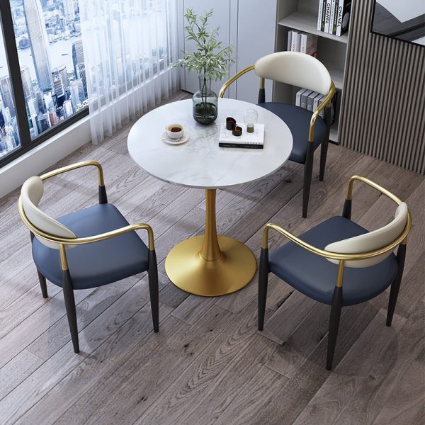 Contemporary Luxury Square Velvet Upholstered Dining Chair Backrest Armrest For Dining Room - Image 9