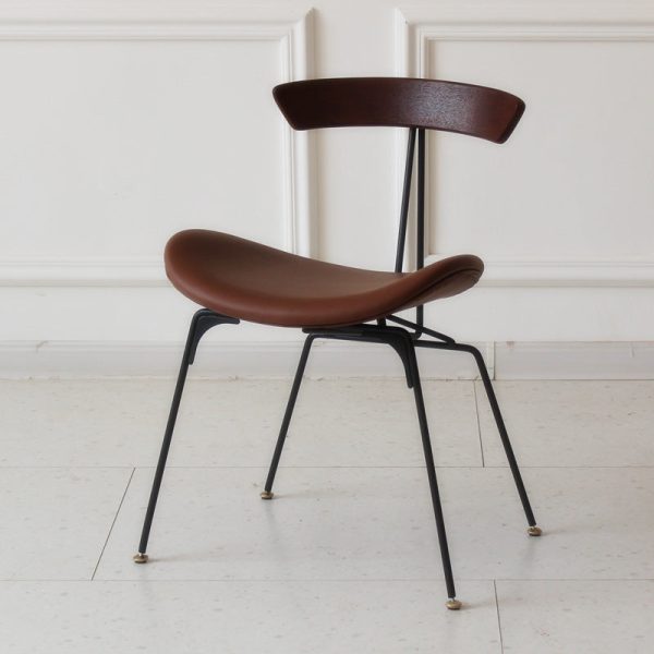 Contemporary Industrial Ant Arch Wood Rebar Leather Fabric Sponge Dining Chair Backrest For Dining Room - Image 31