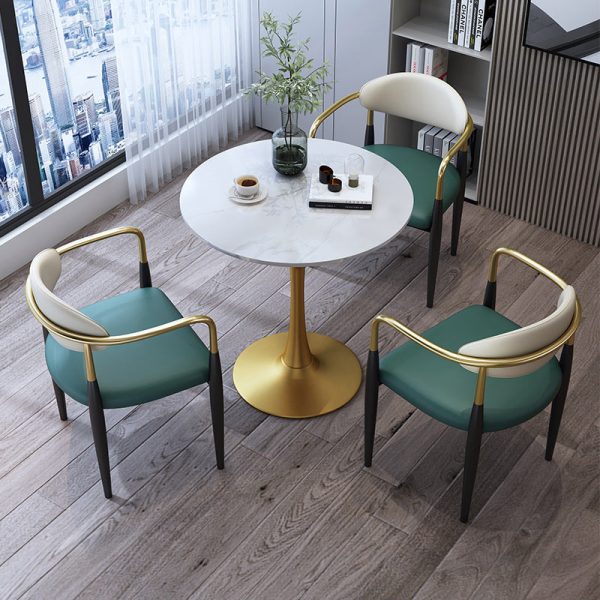 Contemporary Luxury Square Velvet Upholstered Dining Chair Backrest Armrest For Dining Room - Image 10