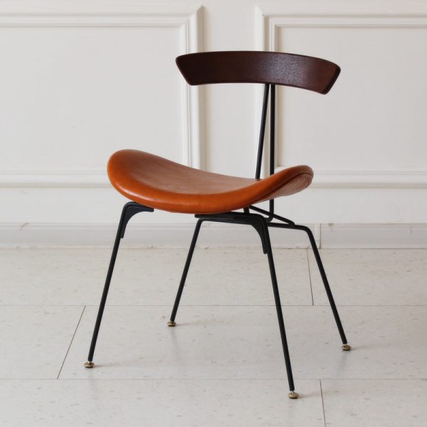 Contemporary Industrial Ant Arch Wood Rebar Leather Fabric Sponge Dining Chair Backrest For Dining Room - Image 33