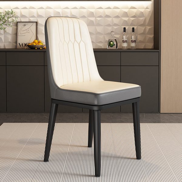 Contemporary Luxury Square PU Leather Upholstered Dining Chair Backrest For Dining Room - Image 15
