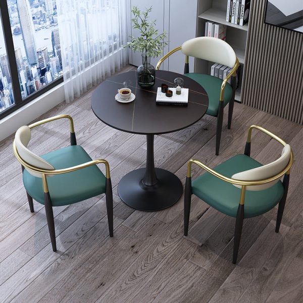 Contemporary Luxury Square Velvet Upholstered Dining Chair Backrest Armrest For Dining Room - Image 12