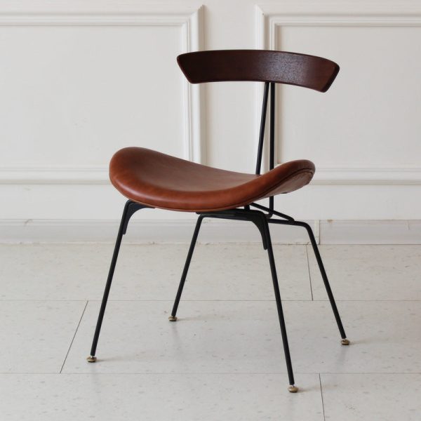 Contemporary Industrial Ant Arch Wood Rebar Leather Fabric Sponge Dining Chair Backrest For Dining Room - Image 5