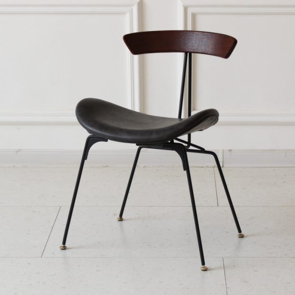 Contemporary Industrial Ant Arch Wood Rebar Leather Fabric Sponge Dining Chair Backrest For Dining Room - Image 37