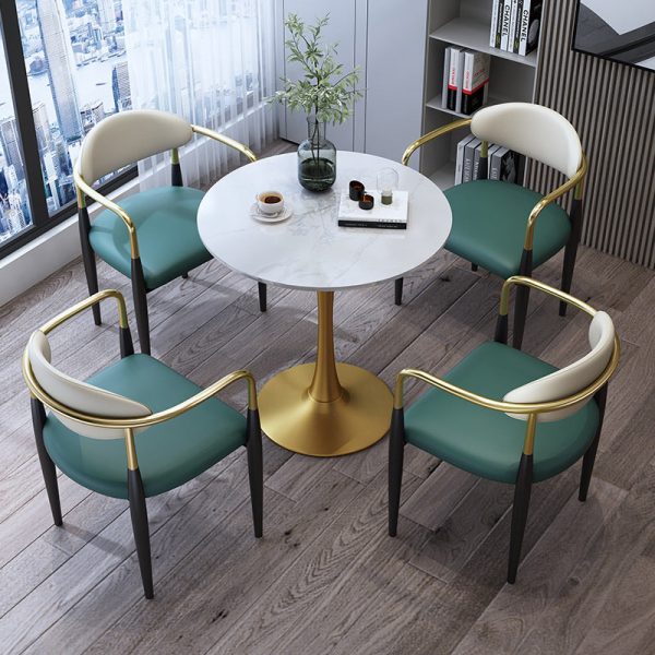 Contemporary Luxury Square Velvet Upholstered Dining Chair Backrest Armrest For Dining Room - Image 13