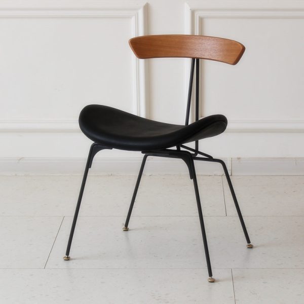 Contemporary Industrial Ant Arch Wood Rebar Leather Fabric Sponge Dining Chair Backrest For Dining Room - Image 7