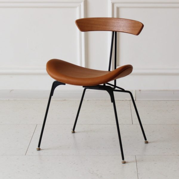 Contemporary Industrial Ant Arch Wood Rebar Leather Fabric Sponge Dining Chair Backrest For Dining Room - Image 38