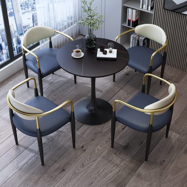 Contemporary Luxury Square Velvet Upholstered Dining Chair Backrest Armrest For Dining Room - Image 14